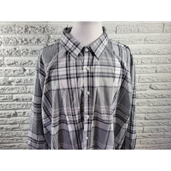 Swiss Cross Mens Shirt 5XL Long Sleeve Collar Button Up Casual Gray PLA100XE - Picture 3 of 9